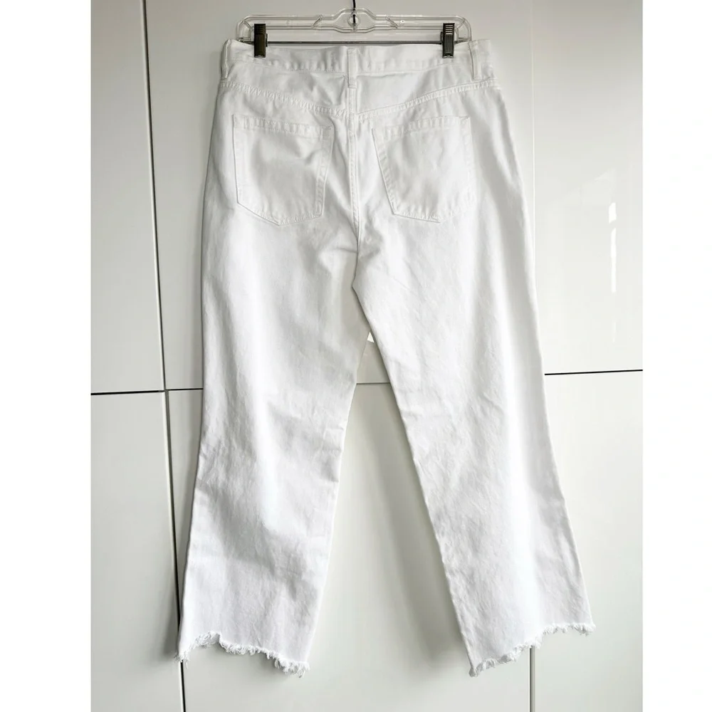 We The Free Maggie Mid Rise Straight Jean  in Optic White Denim Distressed 30 - Picture 10 of 14